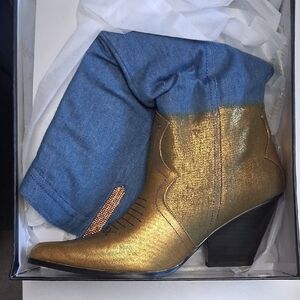 Cape Robbin Gold and Blue Ankle Boots